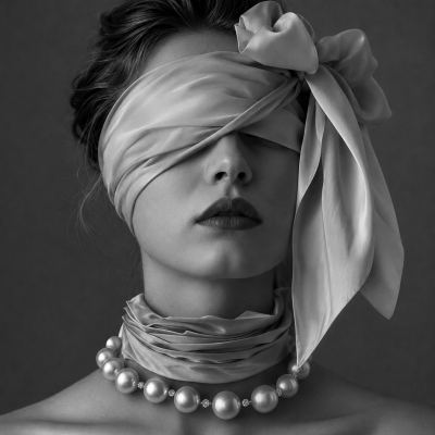 Blindfolded woman portrait reference pack