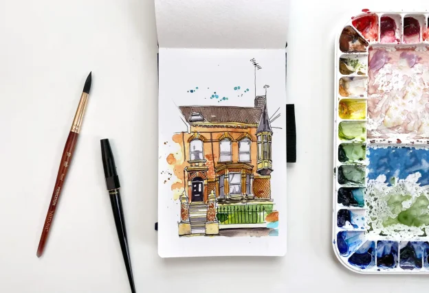 Ink and wash urban sketching course