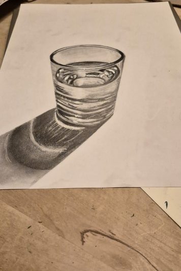 glas water tekening