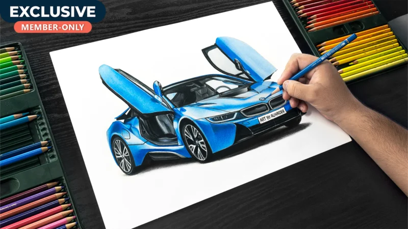 Drawing Realistic CAR using Color Pencils!