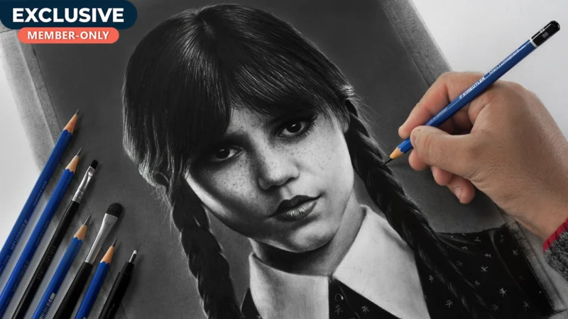 Drawing Wednesday Addams Portrait